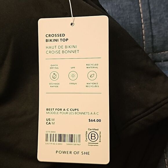 Athleta Crossed Bikini Top, Size Medium, Black, NWT - Picture 5 of 9